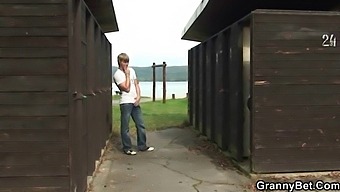 Old Man Has Sex With Blonde Milf In Public Restroom