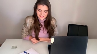 Brutal Step Mom Seduces Her Step Son In The Office And Gives Him A Handjob