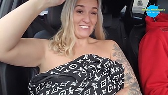 Daring Daylight Strip Show In A Car