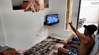 Couple Watches One More Game Before Clicking And Getting A Lot Of Cock In Her Ass Until She Squirts And Cums