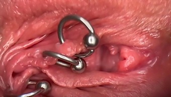 Extremely Close-Up View Of My Pierced Genitals, Getting Wet And Ejaculating Inside