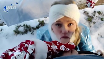 Pov Video Of Romantic Eating In A Snowy Setting