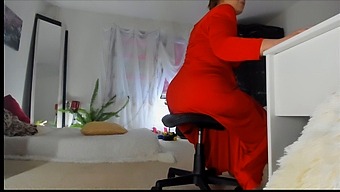 Hairy-Pussy Milf Sonya Teases With Long Red Dress And Upskirt Views